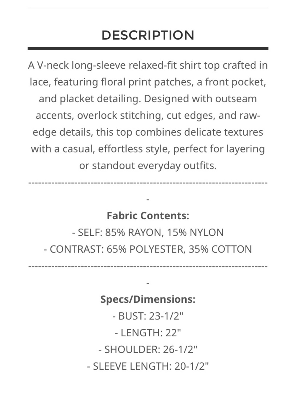 155 ❤️POL V neck floral lace top - Picture 4 of 4